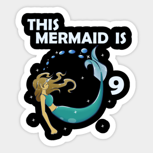 9th Birthday Mermaid Sticker